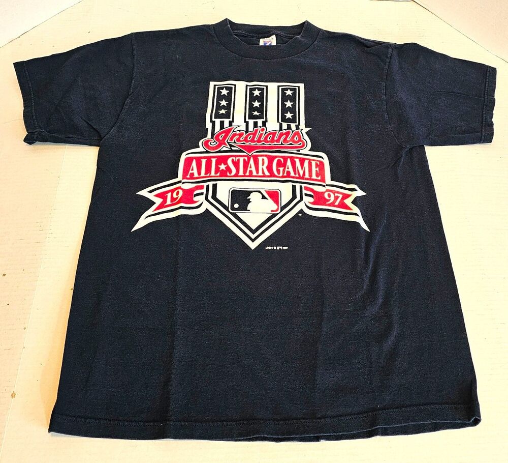Vintage Logo 7 Cleveland Indians All Star Game 1997 T-Shirt Size: Large Navy
